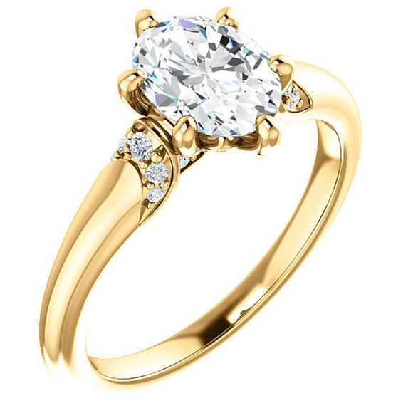 1.5Carat -8x6mm Oval Moissanite Accented Engagement Ring - Picture 12 of 15